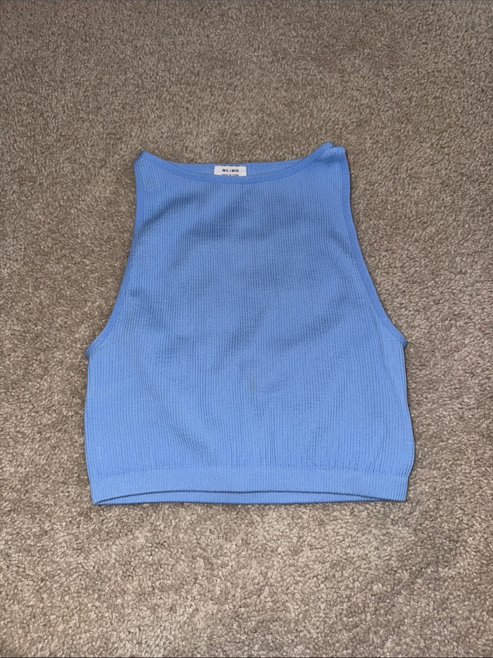 Cotton On Light Blue Ribbed Crop Tank